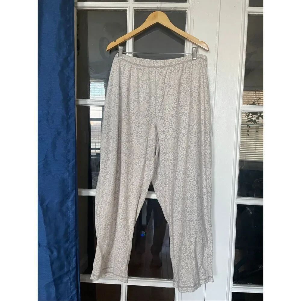 Charter club women’s plus size white grey fuzzy pajama pants pj bottom size 2XL